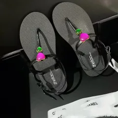 Sandals Flat Soles Solid Colors Versatile Super Comfortable - Black - View 1