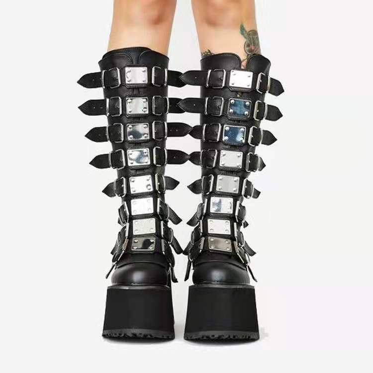 Title 12, Botas femininas plus size com salto alto plataf...