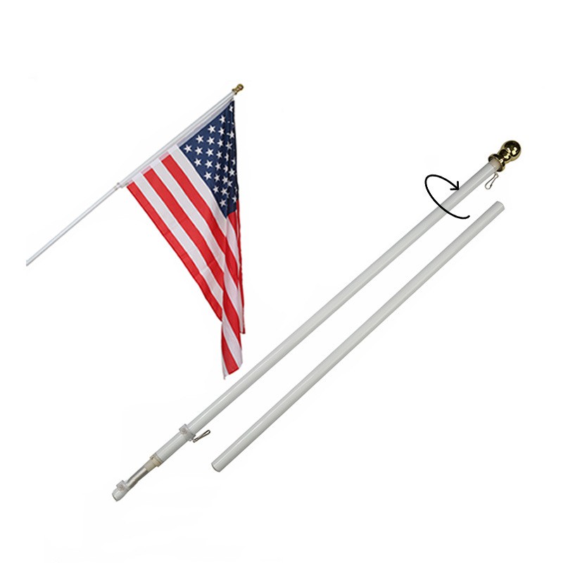 2 Section Anti-roll Flagpole Ball Head Aluminum Flagpole