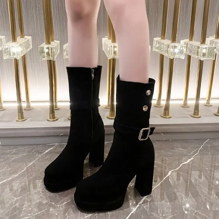 Women's Vintage British Style Block Heel Ankle