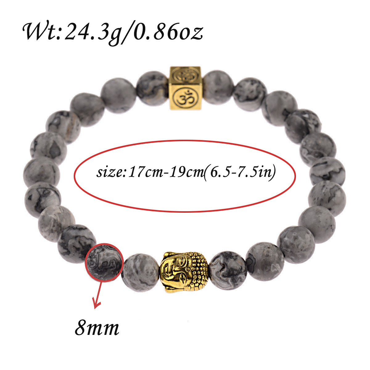 Title 1, Pulseira elástica vintage masculina com cabeça ...
