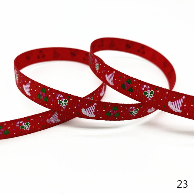 Size 5 10mm Christmas Ribbon Printed Grosgrain Ribbon
