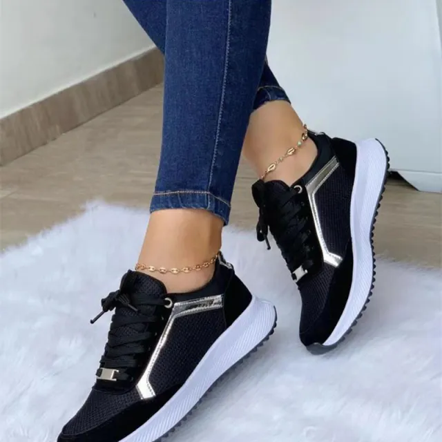 Women Sneakers Lace up Sports Shoes Black - Shop at LoveMi