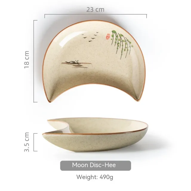 Household Ceramic Moon Platter Tableware Willow Plate - Shop at LoveMi