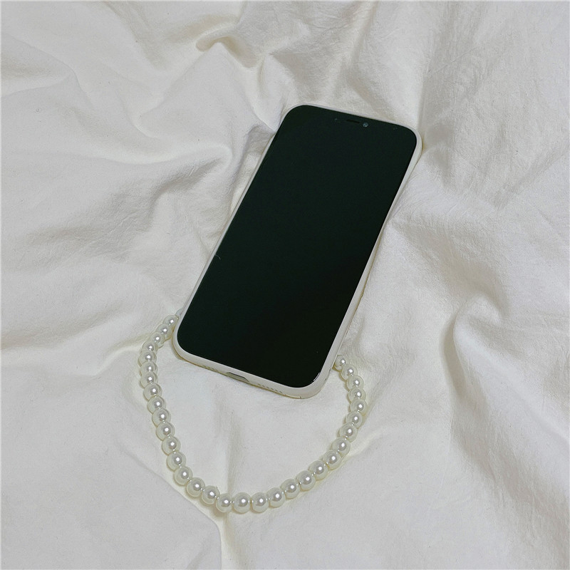 Ins Sketch Flower Pearl Chain Phone Case - Image 3