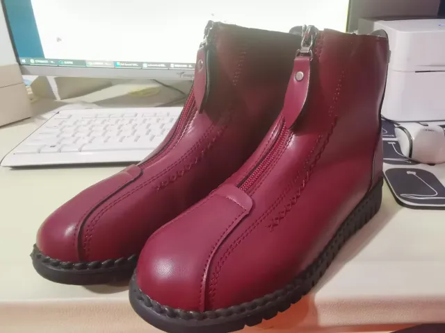 Ankle Boots Women Warm Winter Snow Boots Zipper Flat Shoes Red - Shop at LoveMi