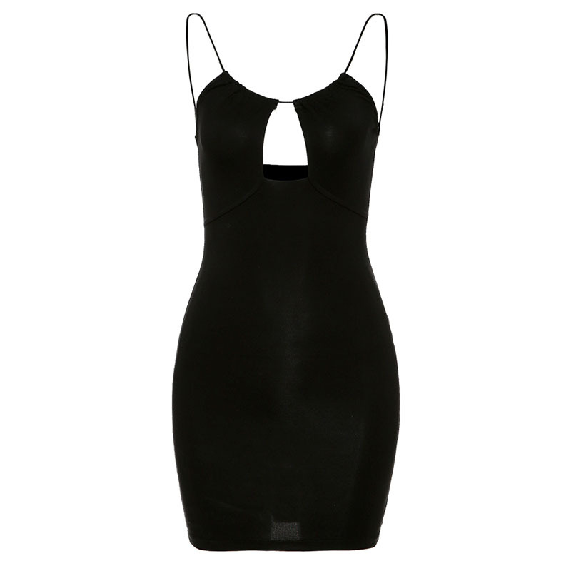 Cutout Back Sling Slim Fit Dress Black - Shop at LoveMi