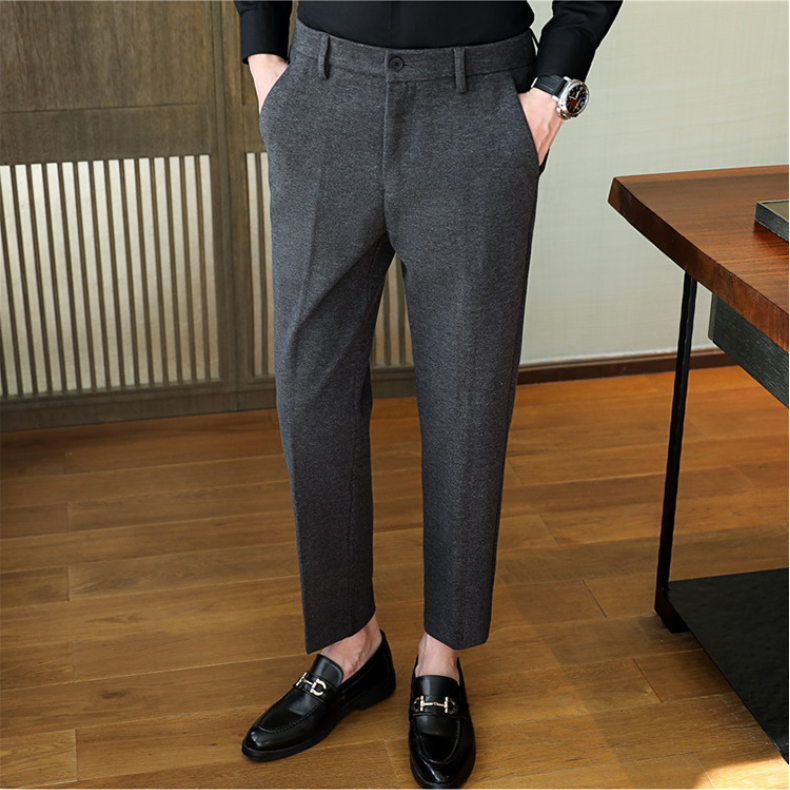 Title 11, Heren casual broek van geborstelde zware wol, c...