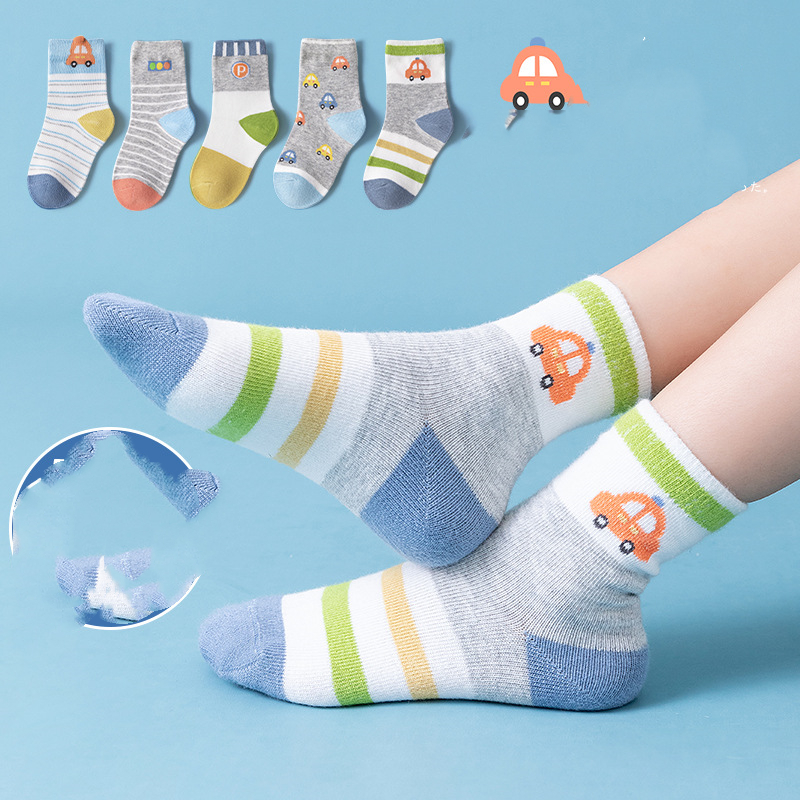 Car Cartoon Baby Breathable Cotton Socks In The Tube