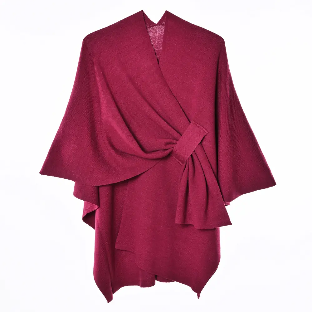 Women's Solid Color Knit Tie Shawl Coat