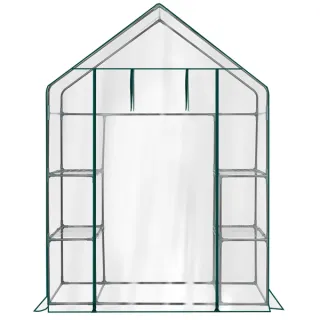 Mini Walk-in Greenhouse With PVC Cover, 4-Shelf Indoor Outdoor Plant Gardening Green House For Garden Backyard, 56inch X 29inch X 77inch, Transparent