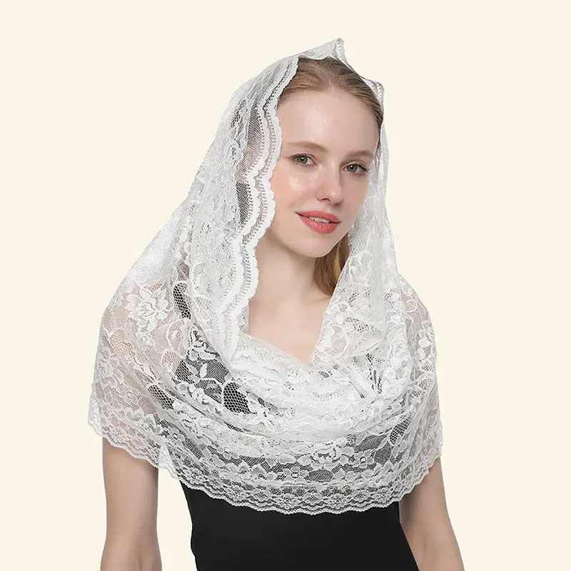 Lace Ladies Black And White Two-tone Solid Color Bib