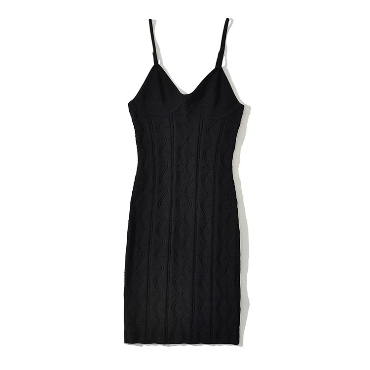 Women's Spring And Summer Fashion Low Cut Slim Dress Black - Shop at LoveMi