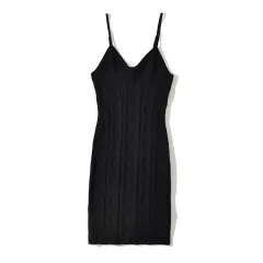Women's Spring And Summer Fashion Low Cut Slim Dress - Black - View 1