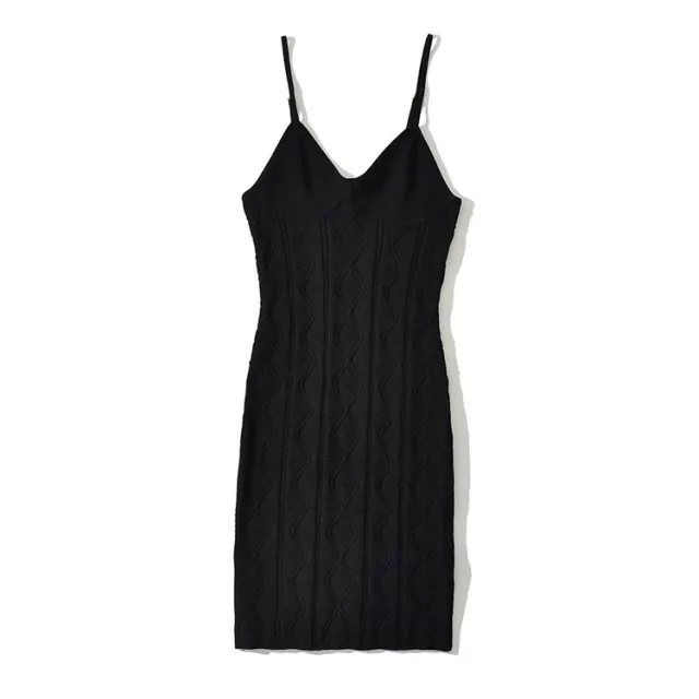 Women's Spring And Summer Fashion Low Cut Slim Dress Black - Shop at LoveMi