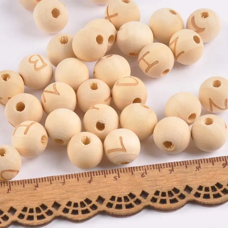 26 English Letters Lotus Log Beads 14mm