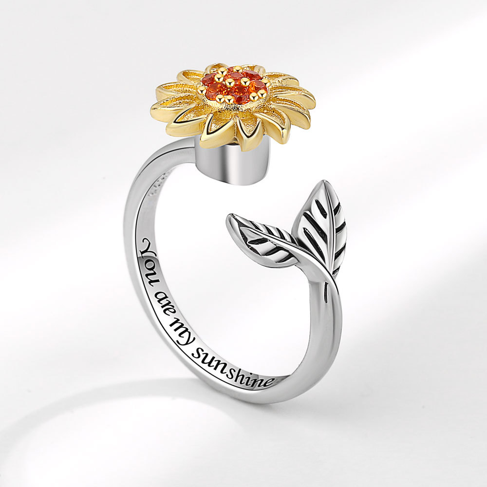 Title 2, Fashion Adjustable Sunflower Rotating Ring Redu...