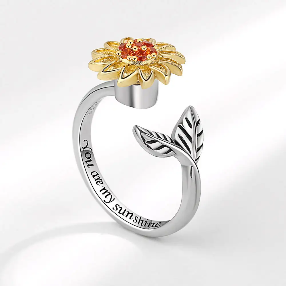 Fashion Adjustable Sunflower Rotating Ring