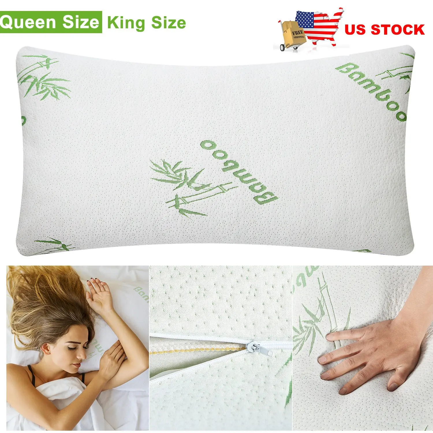 Bamboo Memory Foam Pillow With Washable Pillowcase