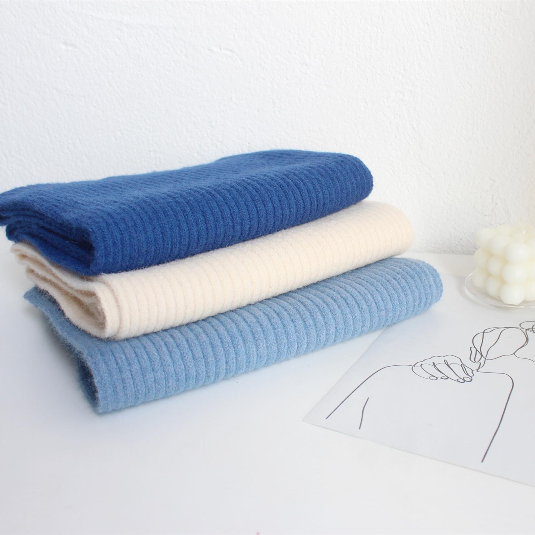 Solid Color Knitted Mid-length Warm Wool Scarf