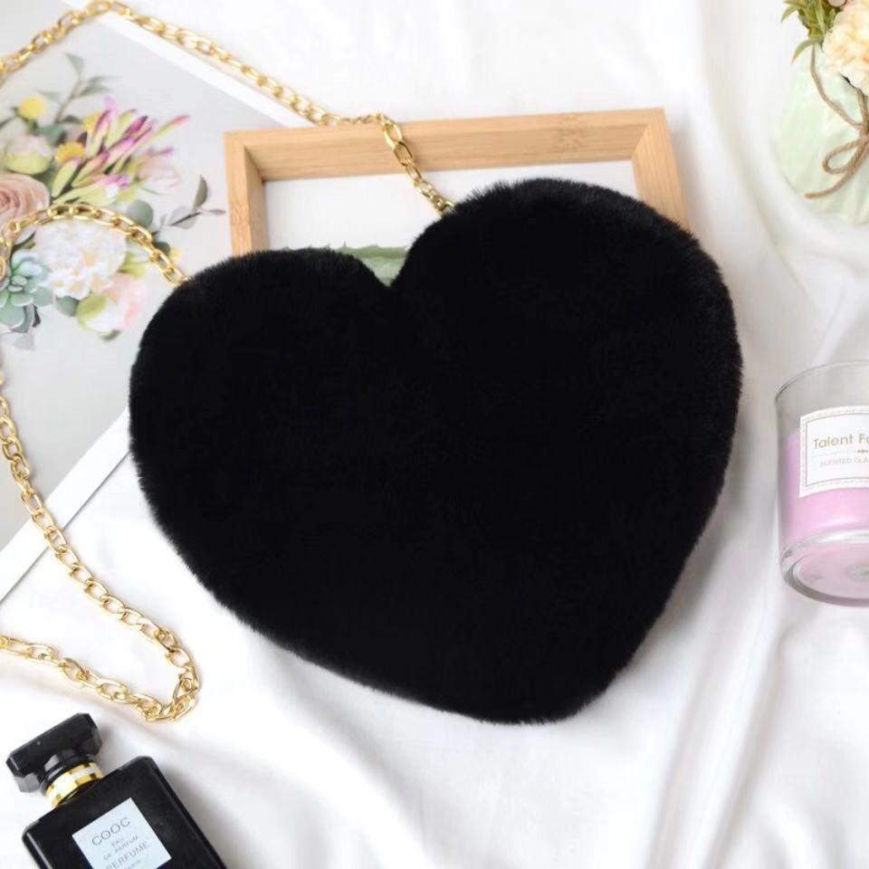 Pink Plush Heart Handbag