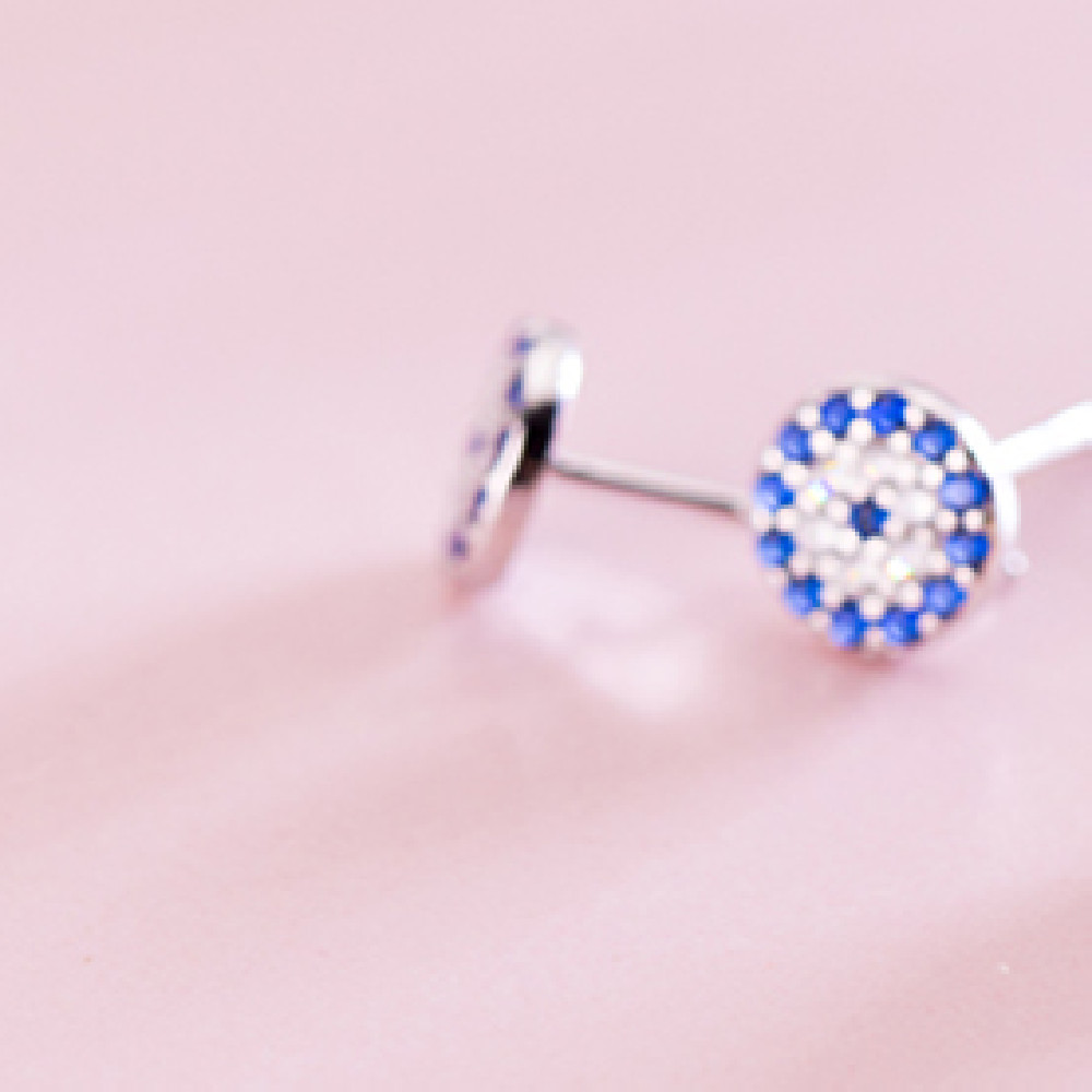 S925 Silver Demon Eye Stud Cute Full Of Drill