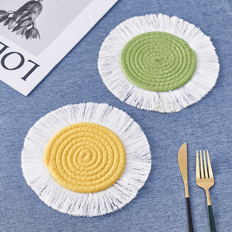 Title 6, Nordic Hand-woven Cotton Decoration Coaster