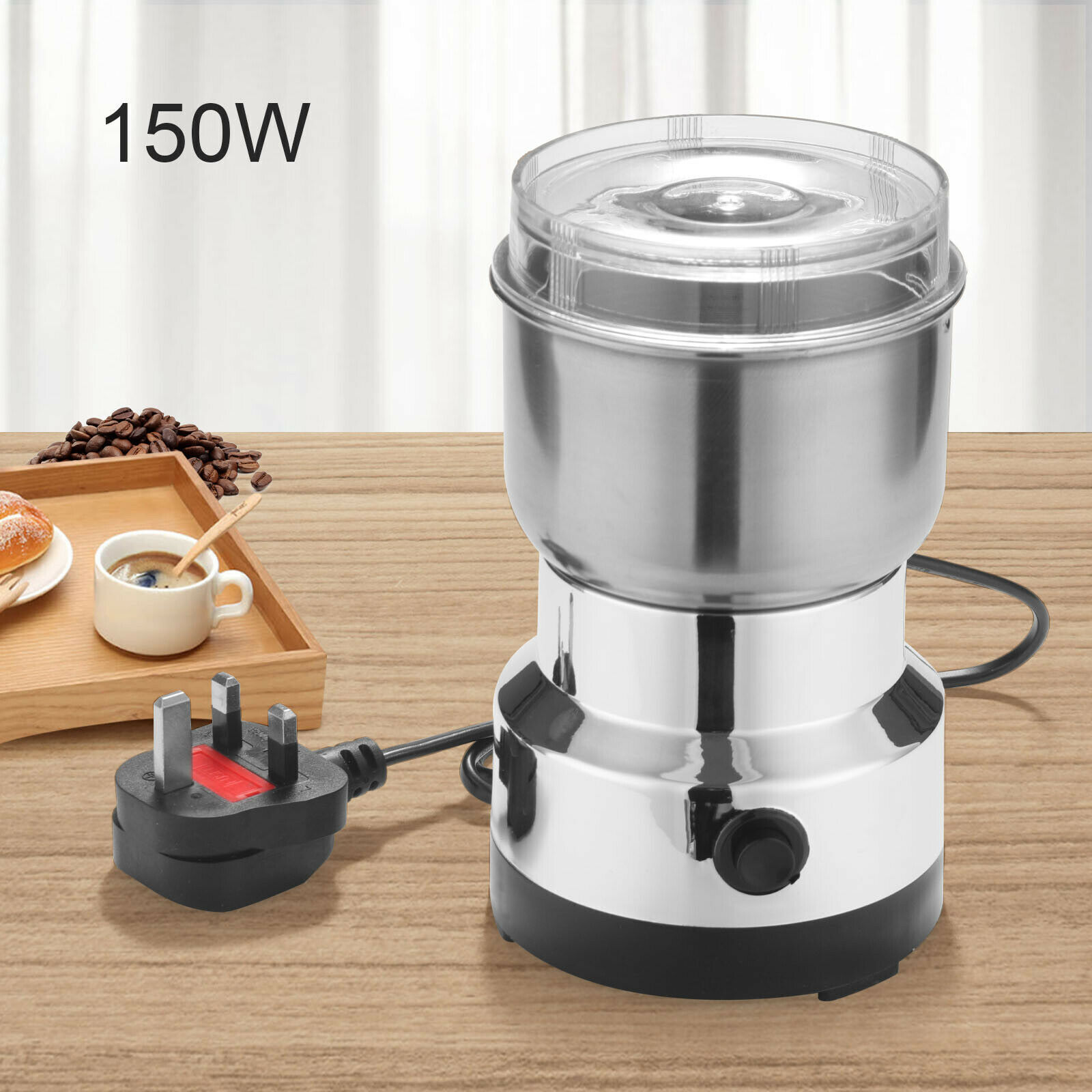 Electric Coffee Grinder Grinding Milling Nut Bean Spice Matte Blade Blender UK