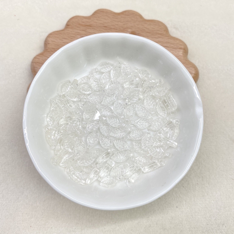 Tiny Translucent Acrylic Leaf Charms, Top-Hole Veined Mini Beads For DIY Hanfu Pendant Drops, Earrings & Jewelry Making.