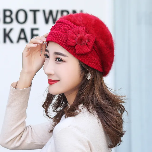 New Women's Winter Warm Fleece Knitted Hat Red - Shop at LoveMi