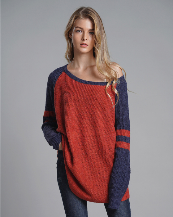 Women's Mid-length Loose Solid Color Pullover Knitted Sweater