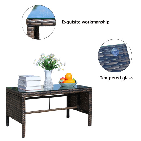 Outdoor Patio Furniture 1 Coffee Table With Clear Tempered Glass — foto 9