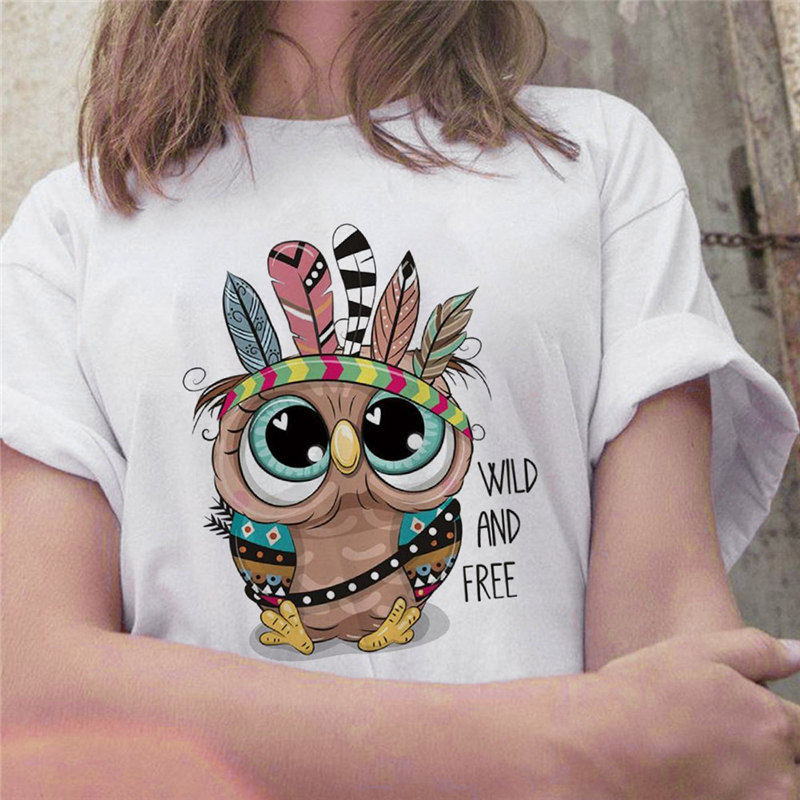 Title 13, Owl Cute Cartoon Print Short Sleeve