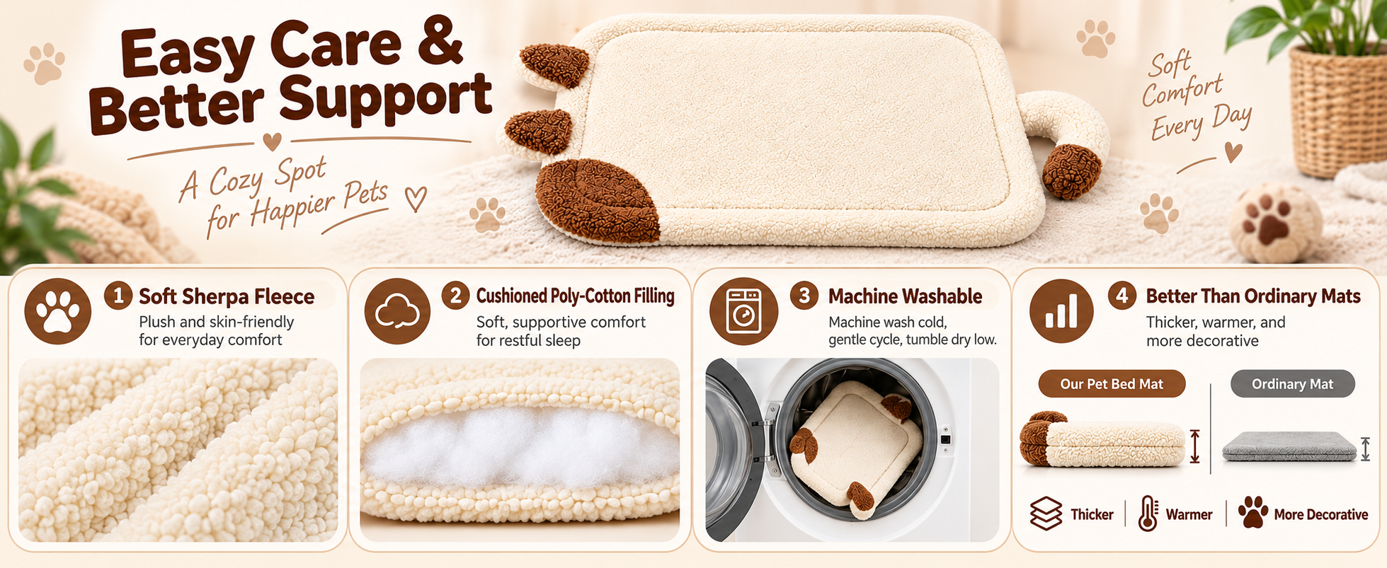 Thickened Lamb-Fleece Pet Mat  Washable  Chew-Resistant  And Anti-Slip Dog Bed  Durable   Scratch-Resistant  And Wear-Resistant Pet Cushion detail photo 7