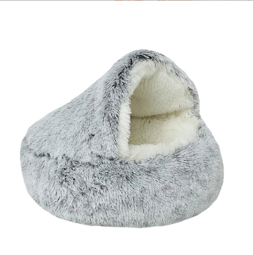 Long-haired Plush Warm Semi-enclosed Windproof Shell Cat