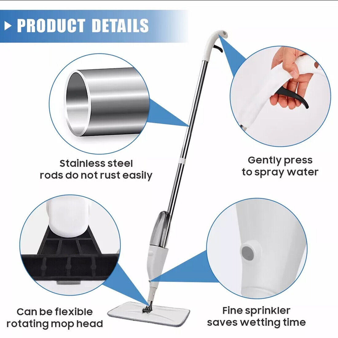 Spray Mop Microfibre Pad Floor Cleaning For All Types Bottle- 2 Pads — image 11