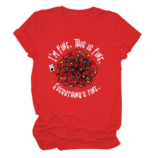 Pattern Printing Short sleeved T shirt Red White Color - Shop at LoveMi