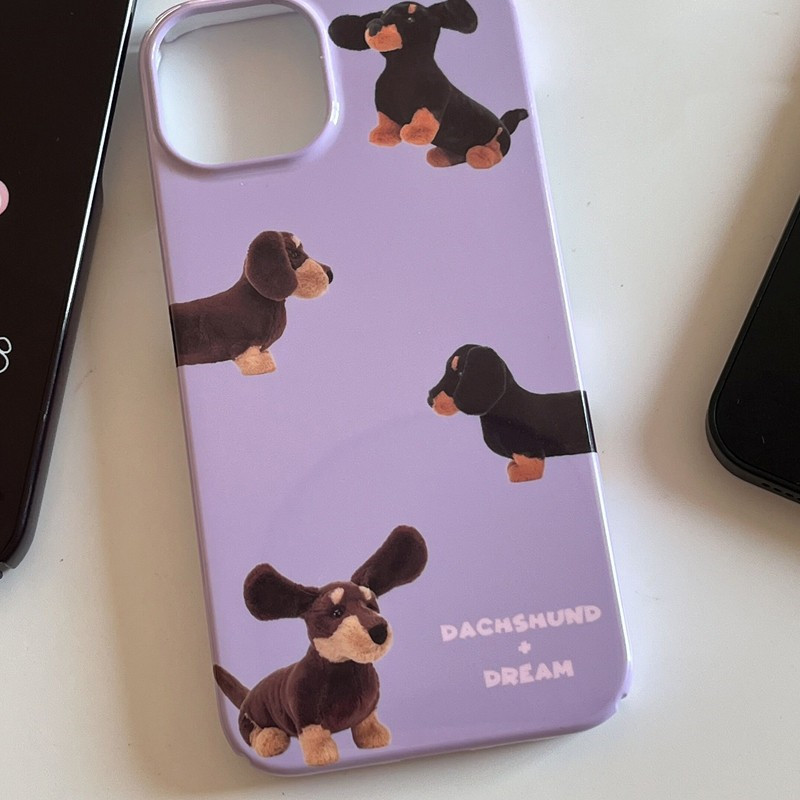 Niche Dachshund Pattern Purple Phone Case - Image 2