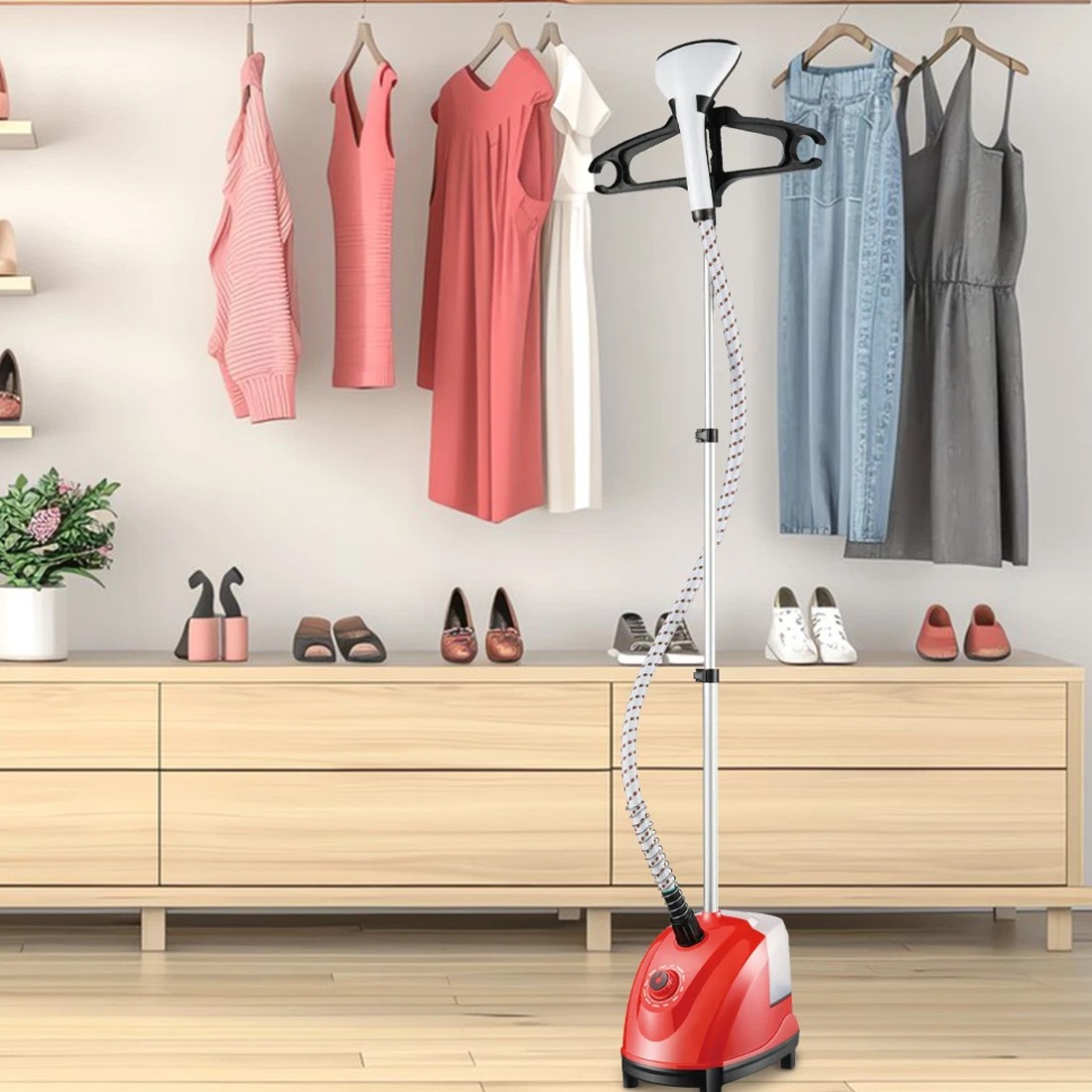 1800W Upright Vertical Garment Clothes Steamer 1.5L 11 Settings W Ironing Board