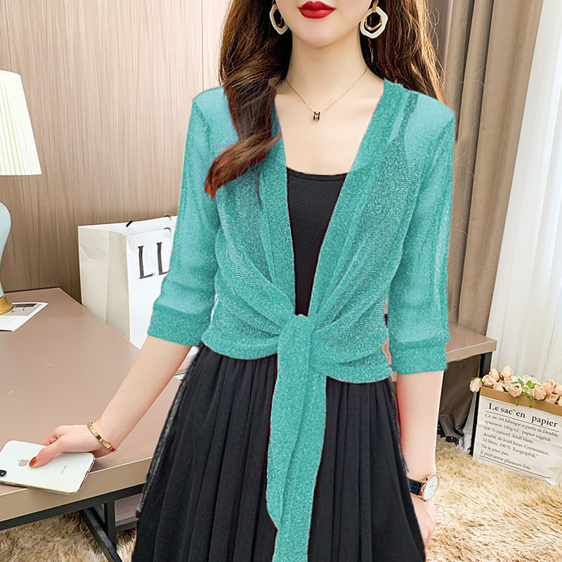 Coat Short Waistcoat Mesh Cardigan Top Women's Outer Blouse