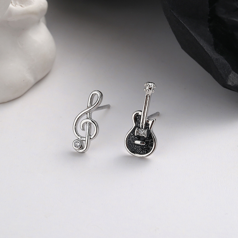 Title 1, Creative Cute Guitar Note Shape Earrings, a cha...