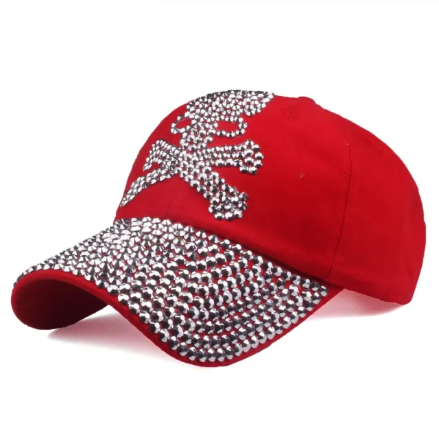 Skull And Diamond Baseball Sun Hat Red - Shop at LoveMi