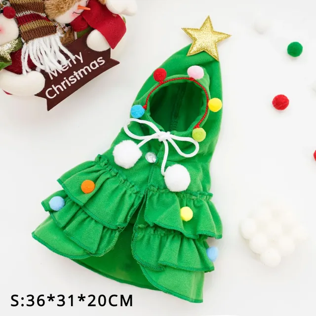 Autumn And Winter Christmas Pet Clothes Two Color Cloak Pet Cloak Shawl Dog Transfiguration Green - Shop at LoveMi