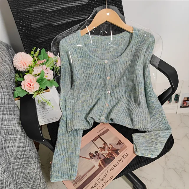 Women's Simple Style Knitted Cardigan In Autumn And Winter Green - Shop at LoveMi