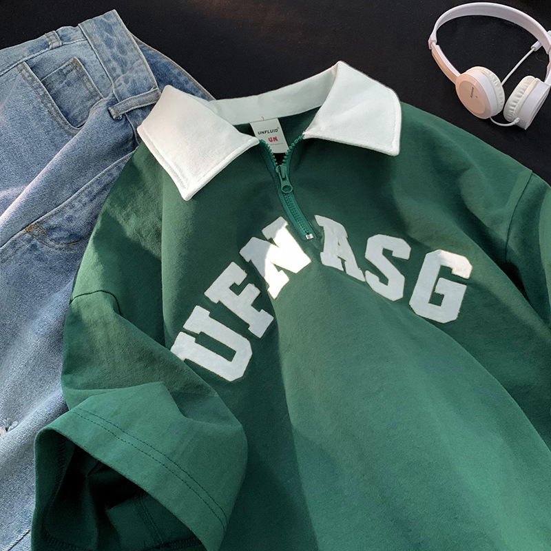 Men's Simple Loose Half Zip Short Sleeves