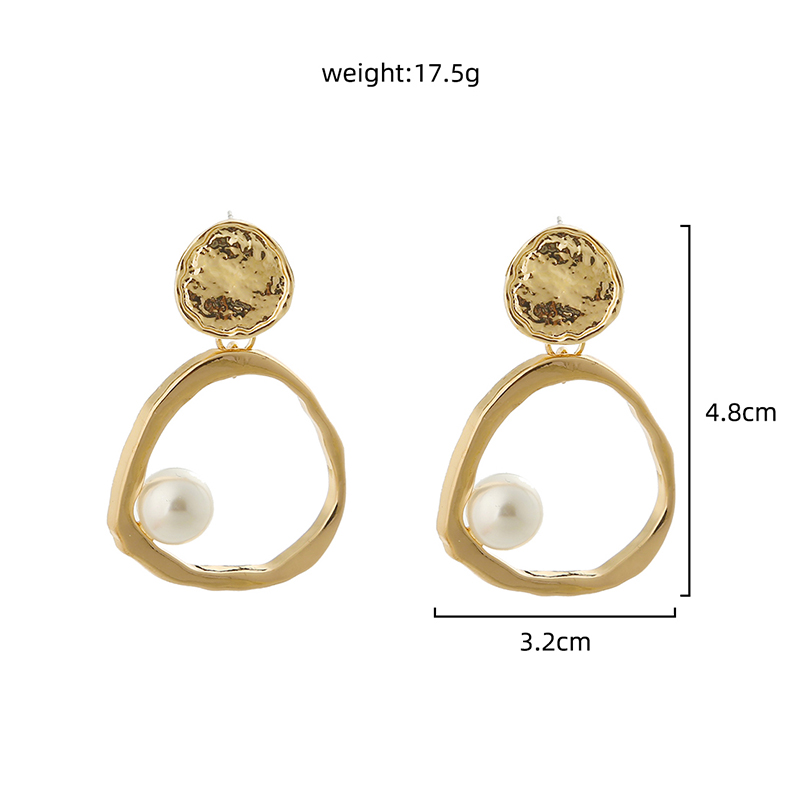 European and American temperament big-name jewelry simple and versatile metal geometric pearl earrings