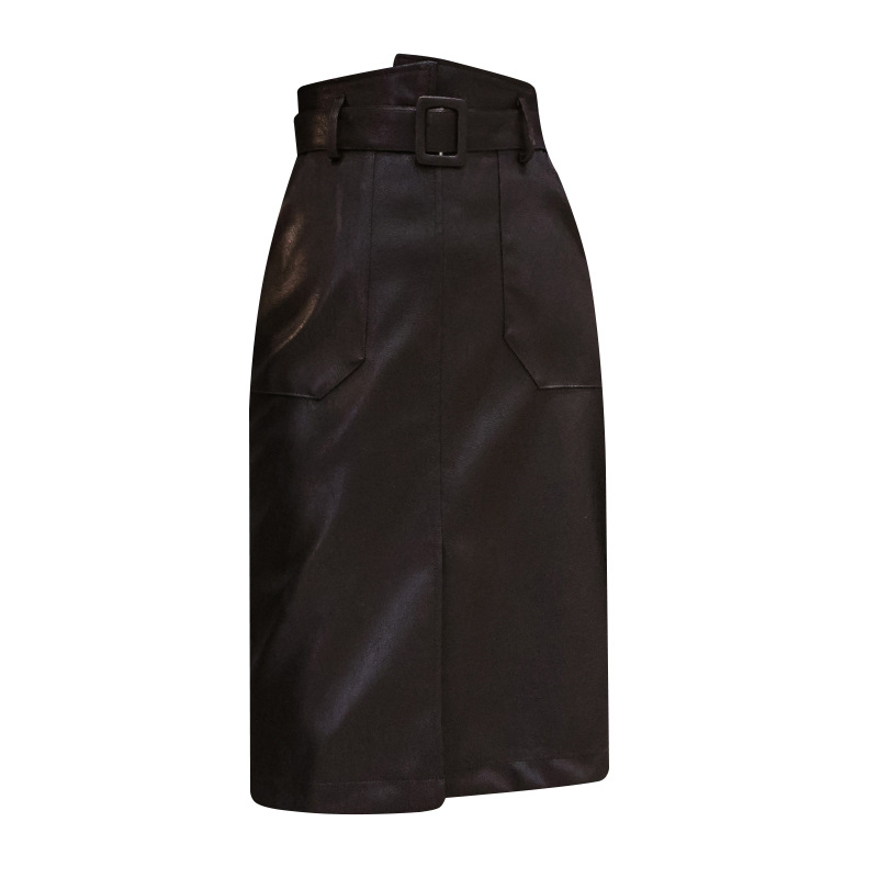 Title 8, High Waist Bag Hip Split Leather Skirt. Stylish...