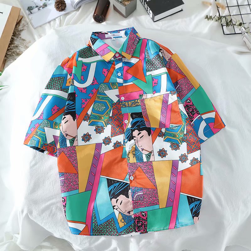 Title 4, Vintage Street Geisha Ukiyo-e Print Loose Top f...