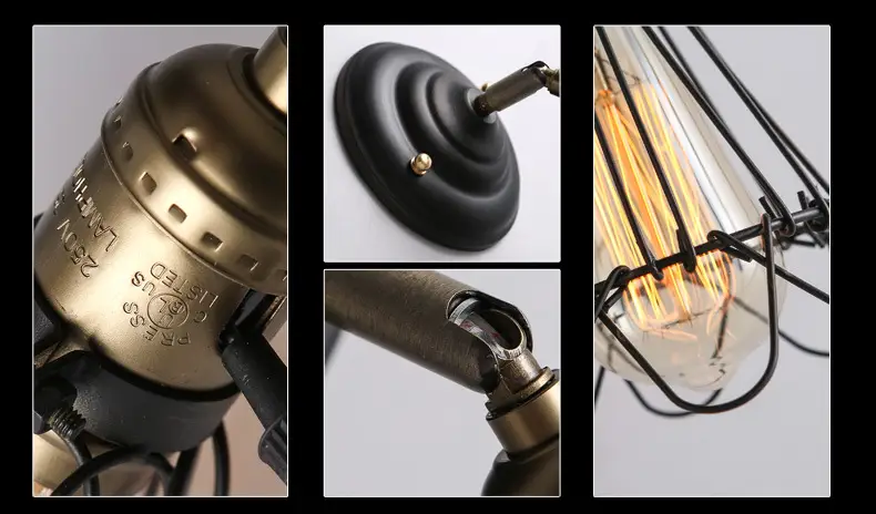 American Industrial Style Wrought Iron Retro Restaurant Bar Aisle Wall Lamp Universal