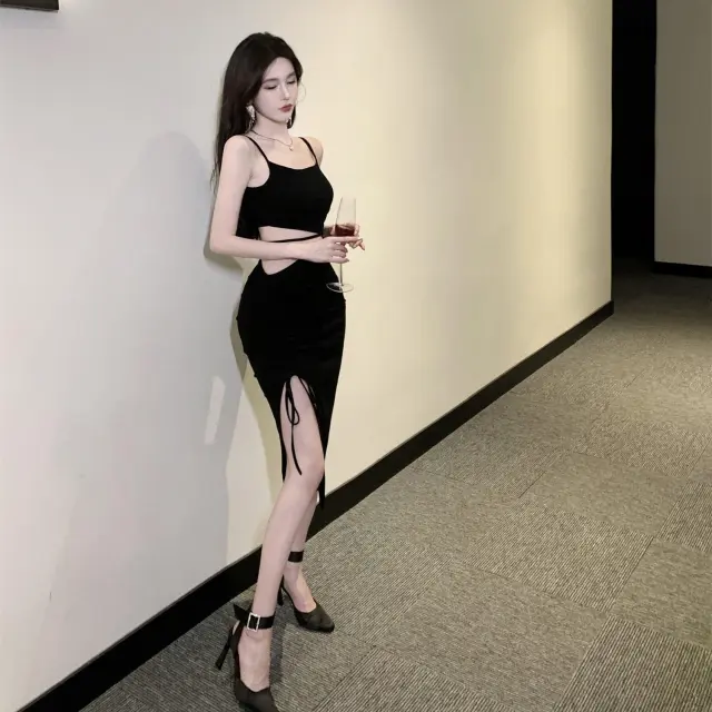 Cross Tie Heart Machine Suspender Dress Black - Shop at LoveMi